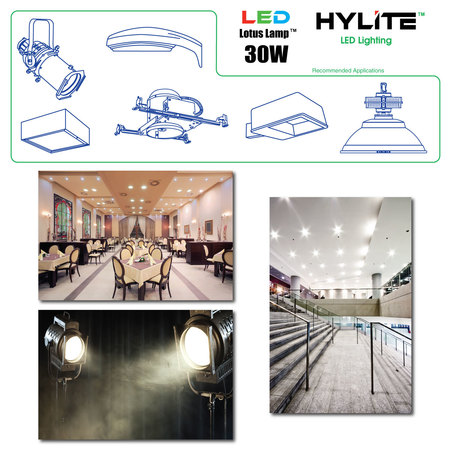 Hylite LED Lotus Repl Lamp for 150W HID, 30W, 4200 L, 5000K, E26, 25Deg. Lens HL-LS-30W-25-E26-50K